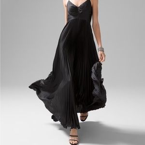 White House Black Market satin pleated maxi dress